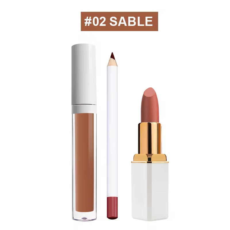 BeMore Vegan Lip Set: Potlood, lipstick en lipgloss