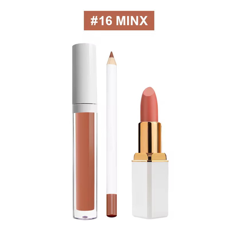 BeMore Vegan Lip Set: Potlood, lipstick en lipgloss