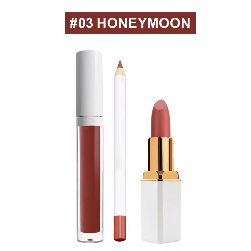 BeMore Vegan Lip Set: Potlood, lipstick en lipgloss