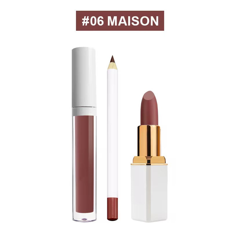 BeMore Vegan Lip Set: Potlood, lipstick en lipgloss