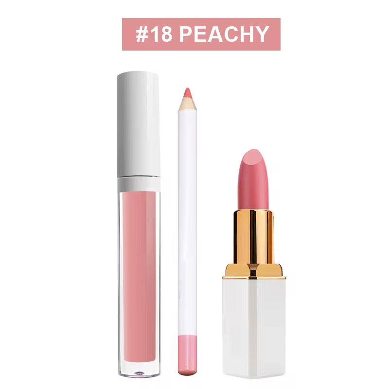 BeMore Vegan Lip Set: Potlood, lipstick en lipgloss
